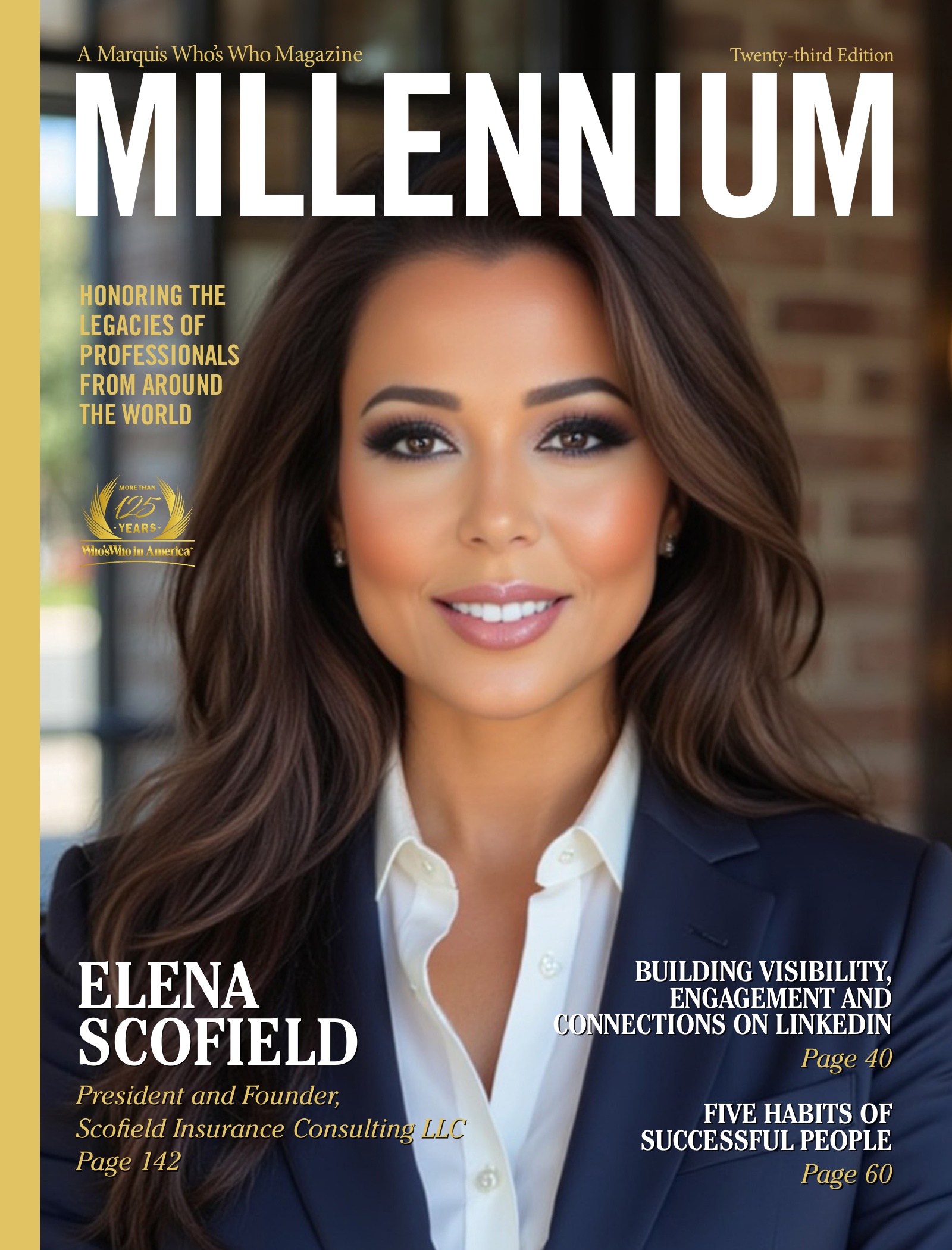 Millennium Magazine 23rd Edition cover featuring Elena Scofield